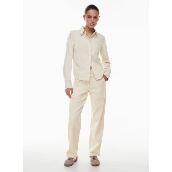 Aritzia Wilfred Free Pants Beige Modern Utility Mid Rise Straight Size 00 2XS - Picture 1 of 11